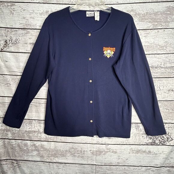 Sea Palms‎ By Hartwell Cooperstown Dreams Park Cardigan women's Medium Blue - Picture 1 of 7